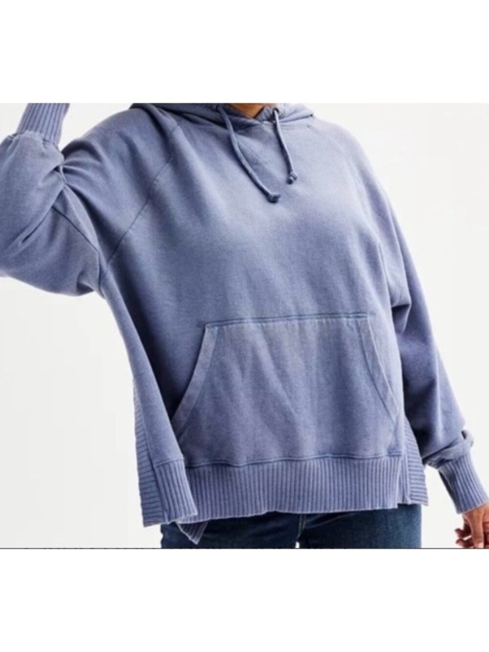 So Sweatshirt Size Large Oversized Cozy Hoodie Pullover Drawstring ~ Blue